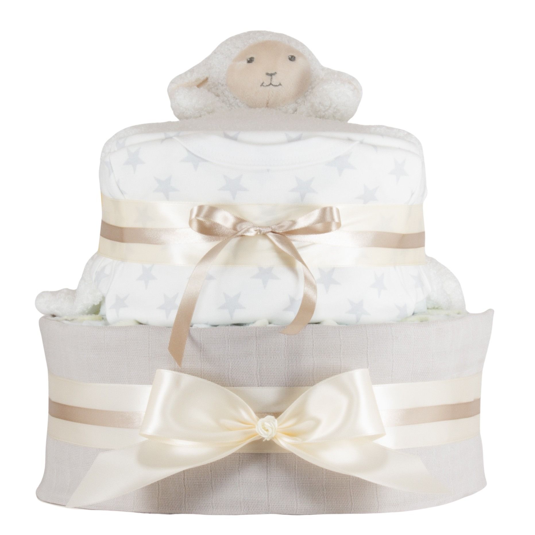 Windeltorte Baby Lamm weiss