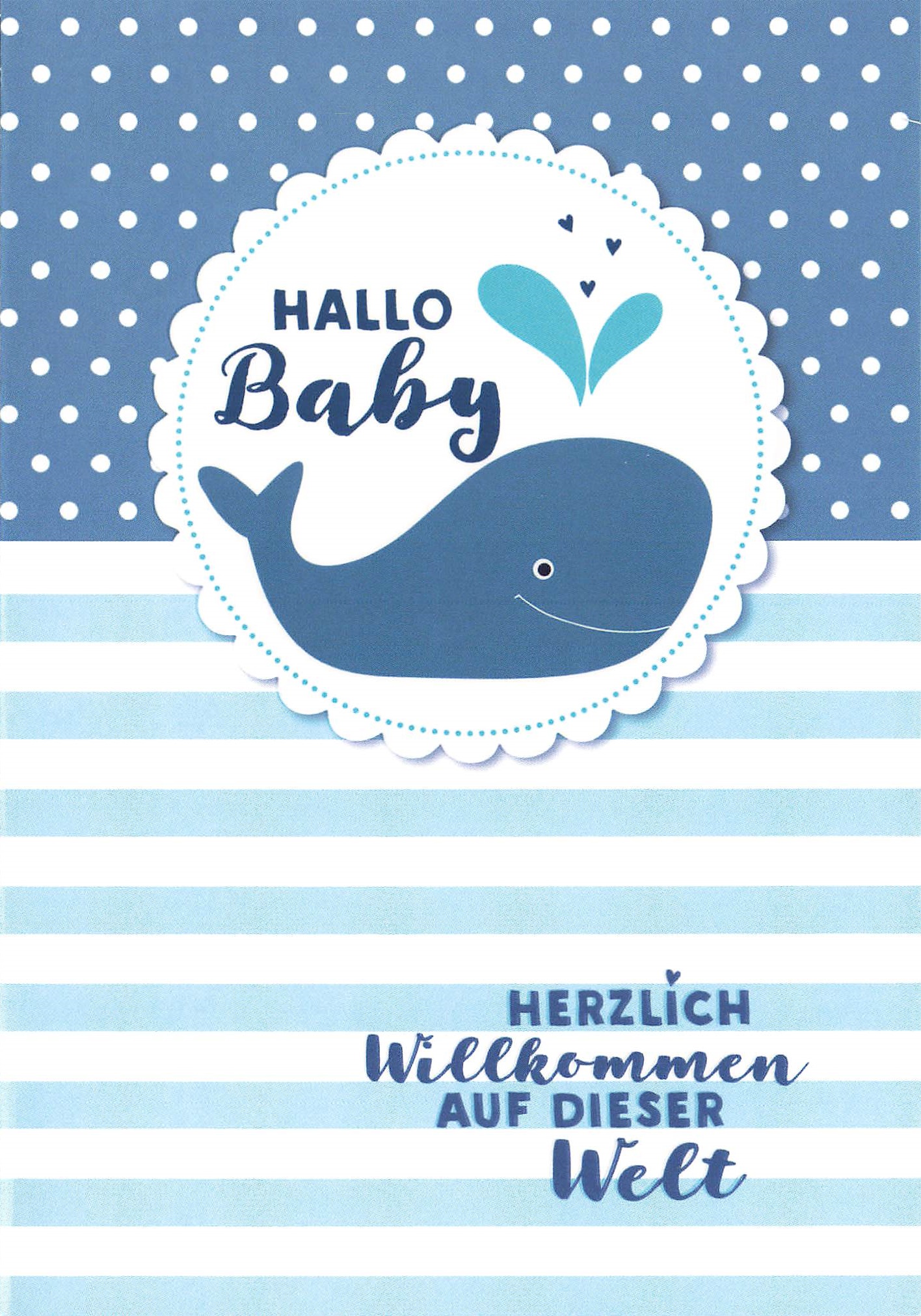 Glückwunschkarte Hallo Baby Wal